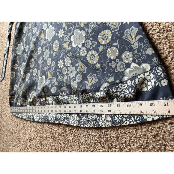 Anthropologie Isabella Bird Floral Retro Kimono Midi Dress, 100% Silk, Blue, 4 - Picture 10 of 11